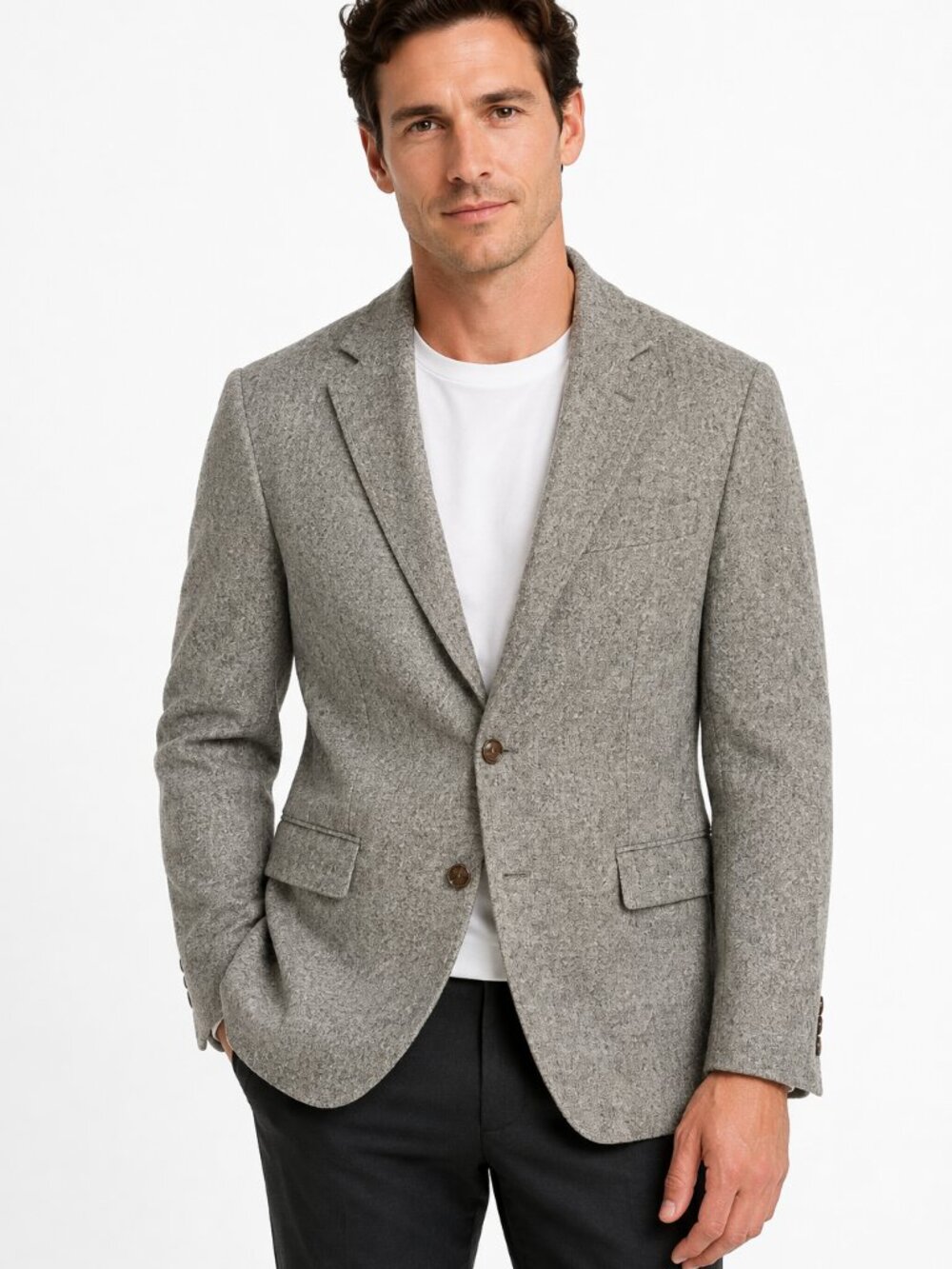 Vintage Harris Tweed Gray Wool Blazer Jacket
